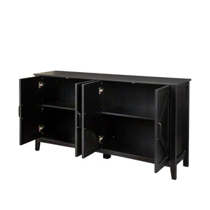 Cabinet With 4 Doors and 4 Open Shelves Freestanding Sideboard