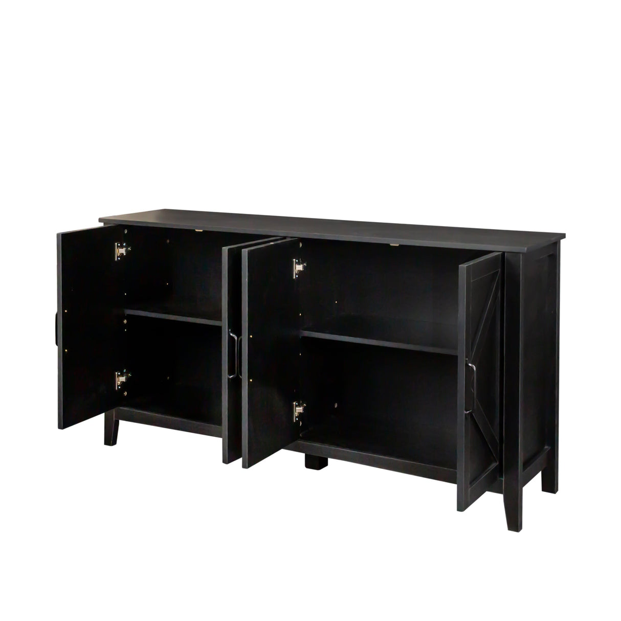 Cabinet With 4 Doors and 4 Open Shelves Freestanding Sideboard