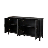 Cabinet With 4 Doors and 4 Open Shelves Freestanding Sideboard