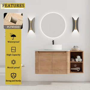 42" Wall-Mounted Bathroom Vanity With Ceramic Art Sink