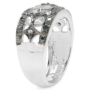 0.29 Carat Genuine Blue Diamond .925 Sterling Silver Ring