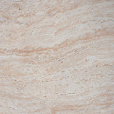 Elegant Indoor/Outdoor Lightweight Concrete Cylinder Side Table with Travertine Finish Beige