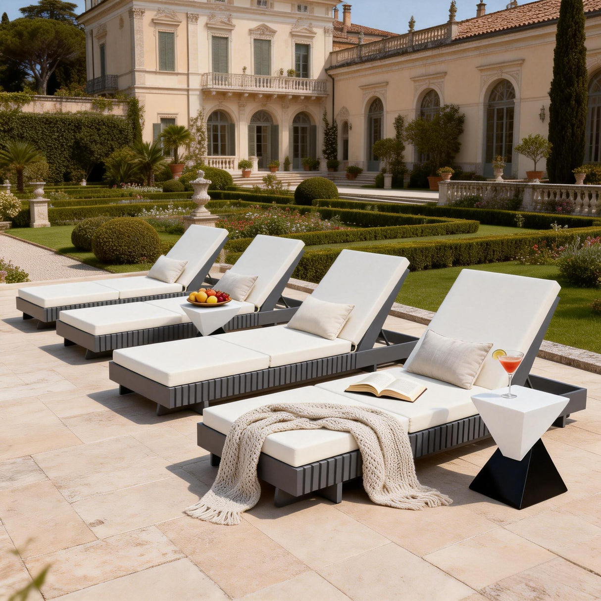 Dark Acacia Wood Chaise Lounge