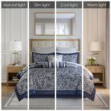 12 Piece Comforter Set with Cotton Bed Sheets Navy Cal King