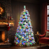 6-Foot Pre-Lit Snow-Flocked Christmas Tree with Pine Cones