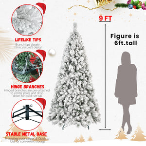 6FT Flocked Christmas Tree with 752 Tips - Snow-Flocked Finish