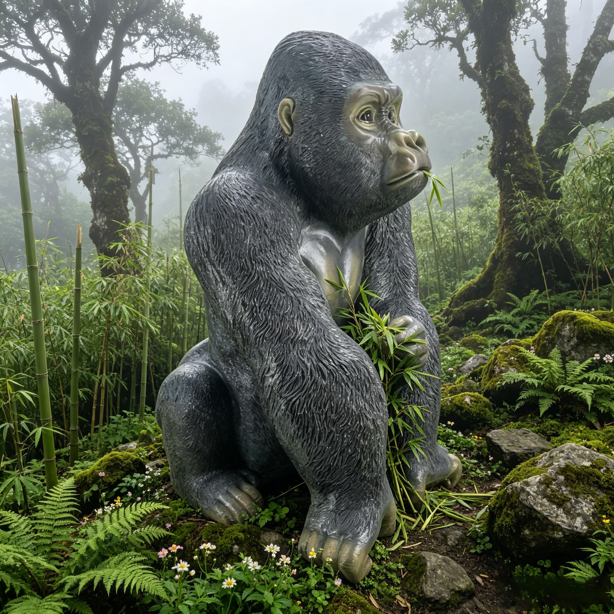 Realistic Silverback Gorilla Figurine