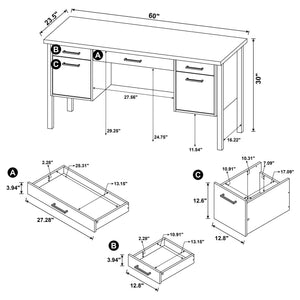 Azura - 4 Drawer Office Desk - Oak