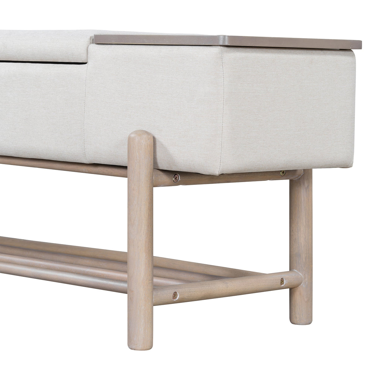 TREXM Farmhouse Upholstered Storage Bench with Hidden Compartment