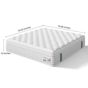14" King Hybrid Mattress with Memory Foam & Pocket Springs - White