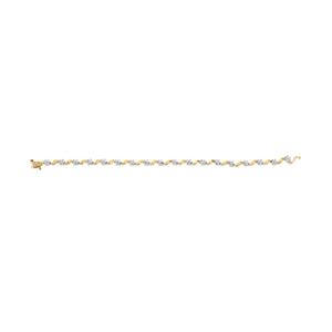 10k Yellow Gold 1.00 Cttw Round-Cut Diamond Floral S-Link 7.50" Bracelet (I-J Color, I2-I3 Clarity)