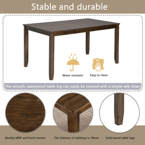 Kitchen Dining Set, Rectangular Dining Table With Upholstered Chairs