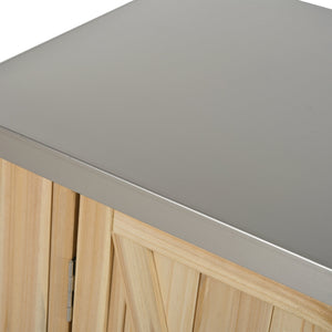 Outdoor Kitchen Island Fir Wood Kitchen Island with Stainless Steel Top