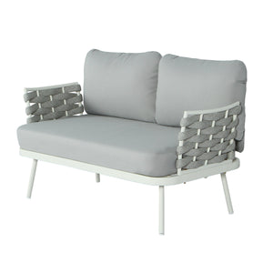 Mariano Steel 4-Pieces Conversation Set, Off White & Grey