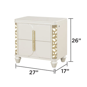 Cinderella - Nightstand With LED Accents And 2 Storage Drawers - Beige