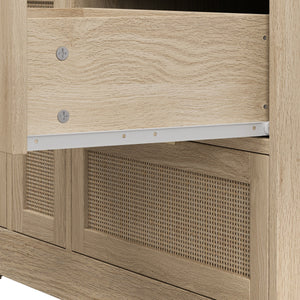 Natural Rattan Locker with 9 Drawers and Metal Handles