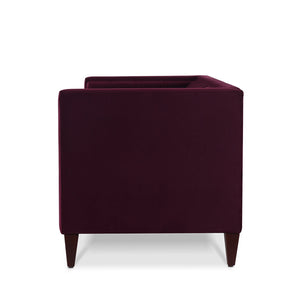 Jack 84" Modern Tuxedo Tufted Sofa, Burgundy Velvet