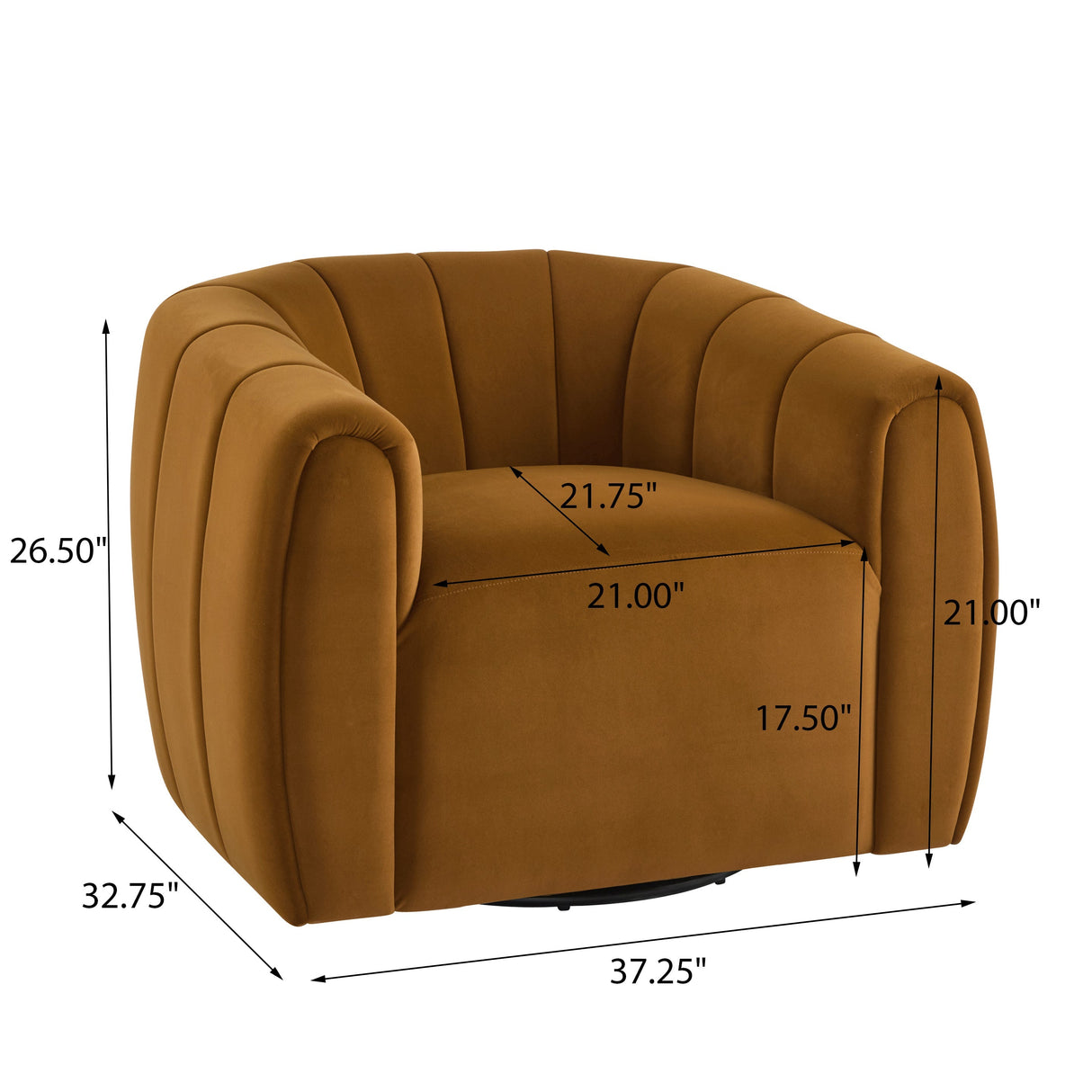 Modern Swivel Club Chair with Premium Velvet Tub Design in Dark Yellow