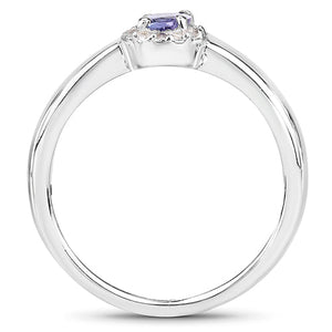 0.54 Carat Genuine Tanzanite and White Zircon .925 Sterling Silver Ring