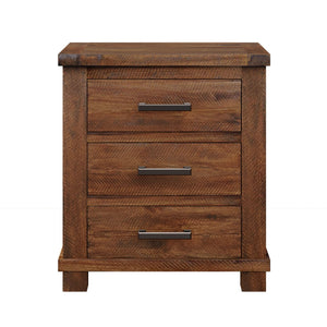 Rustic Farmhouse Nightstand (Set of 2) With 3 Drawers - Natural