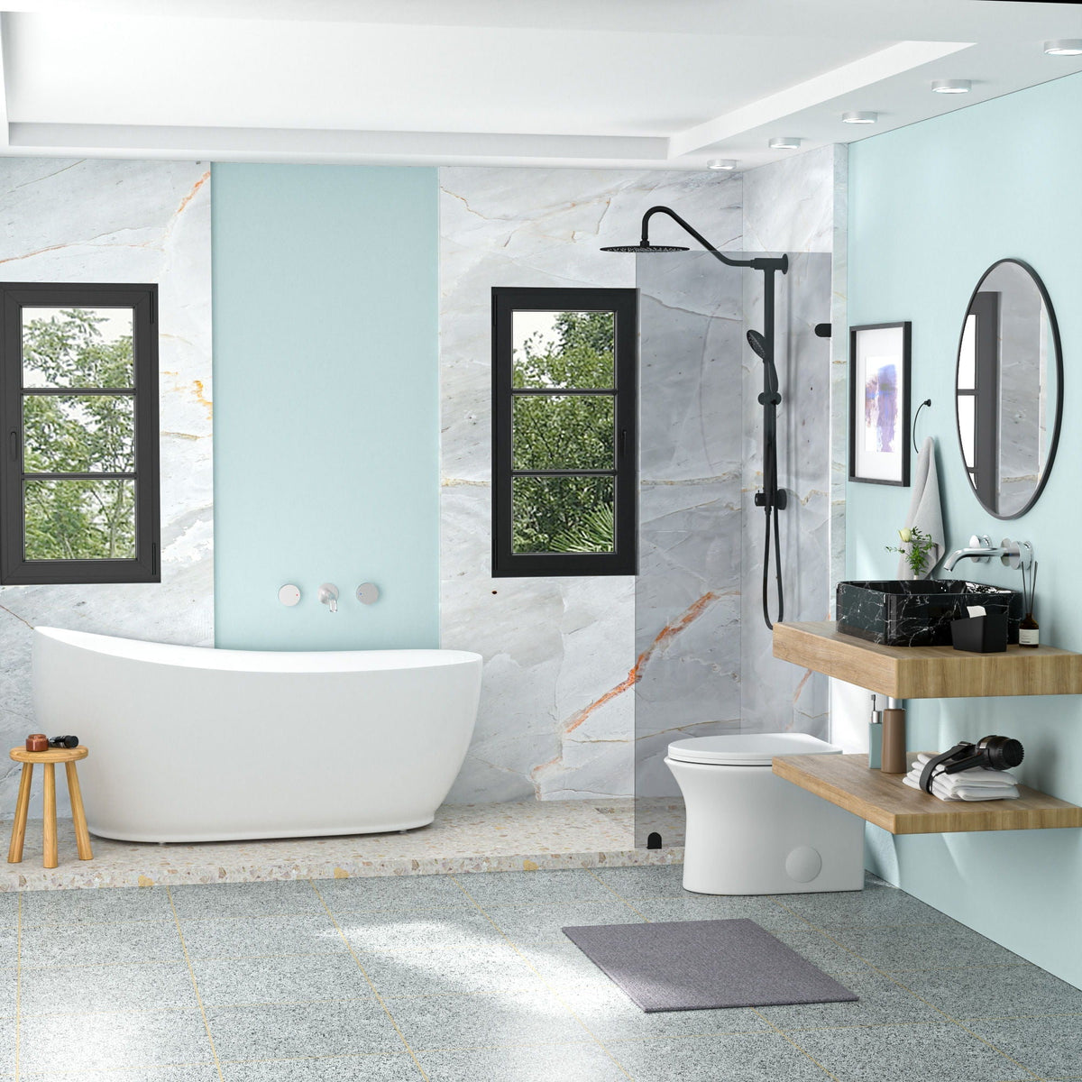 Rectangular Vessel Bathroom Sink - Black / Gray
