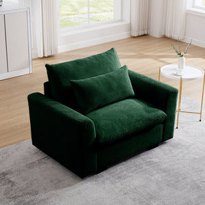 Green Corduroy Deep Seat Single Sofa Accent Chair