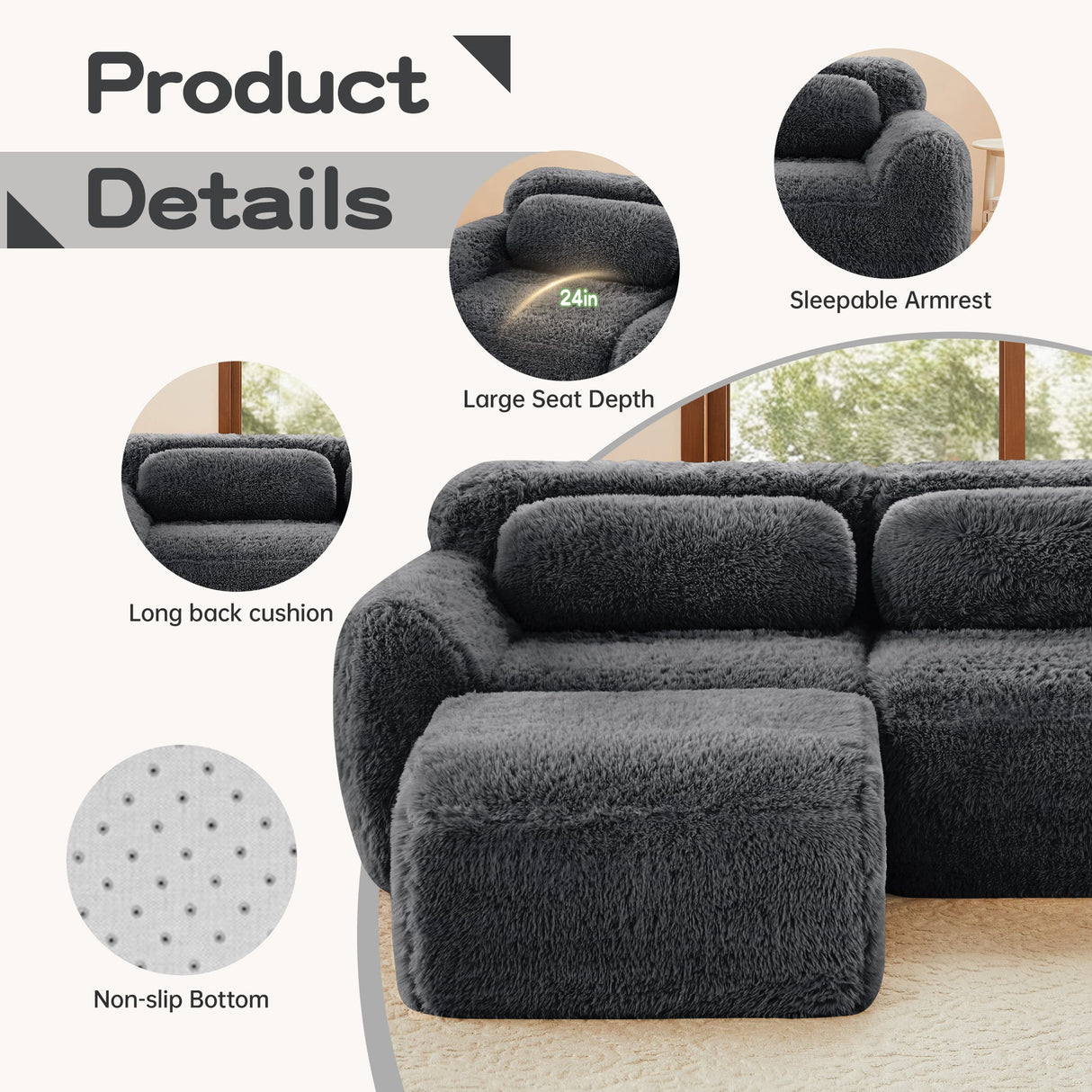 U-Shaped Boneless Sofa