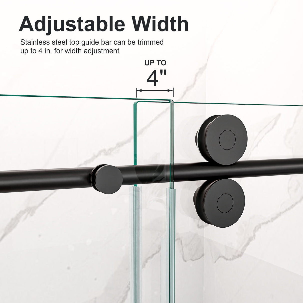 Frameless Single Sliding Shower Door With Clear Tempered Glass