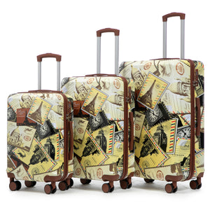 3-Piece PC Spinner Wheel Luggage Set with Printed Pattern