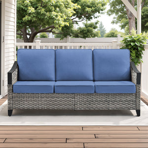 73.4" Wide Outdoor Wicker Sofa