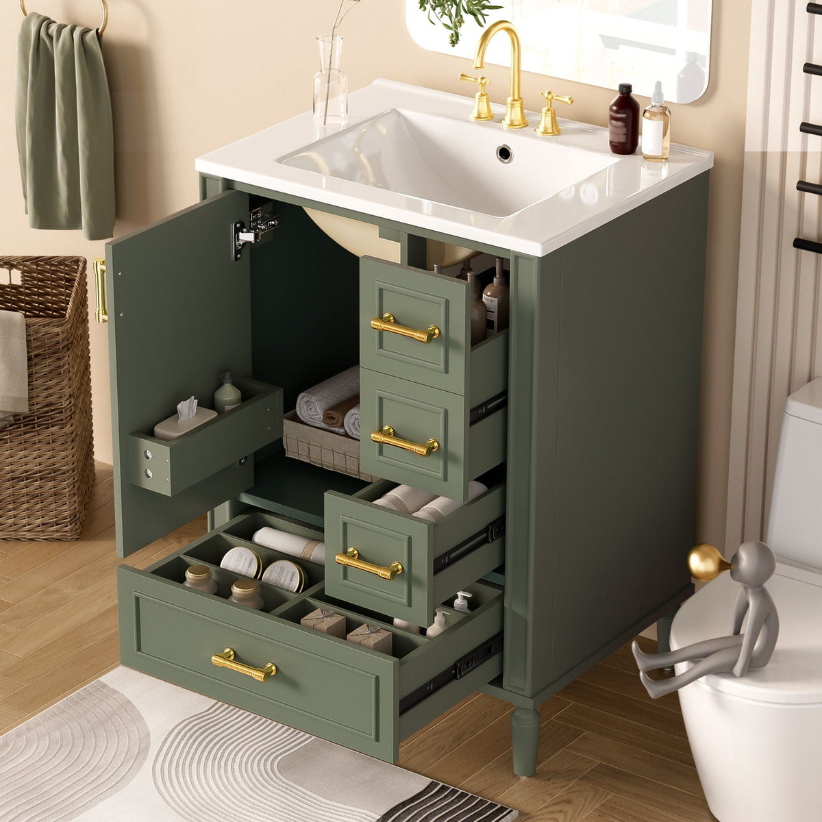 Traditional Bathroom Vanity Set With Soft Close Doors