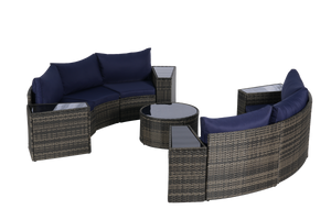 Outdoor Patio Furniture 11-Piece Half-Moon Sectional Round Patio Furniture Set