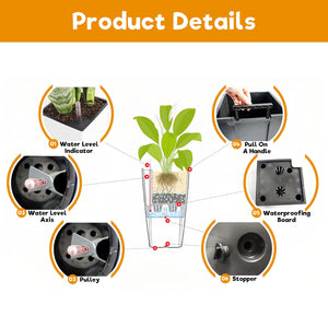 Set of 2 Faux Rattan Tall Planters with Automatic Watering