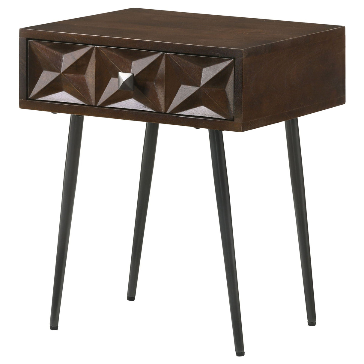 Gibson - Coffee 1 Drawer Rectangular Side Table With Angled Legs - Coffee
