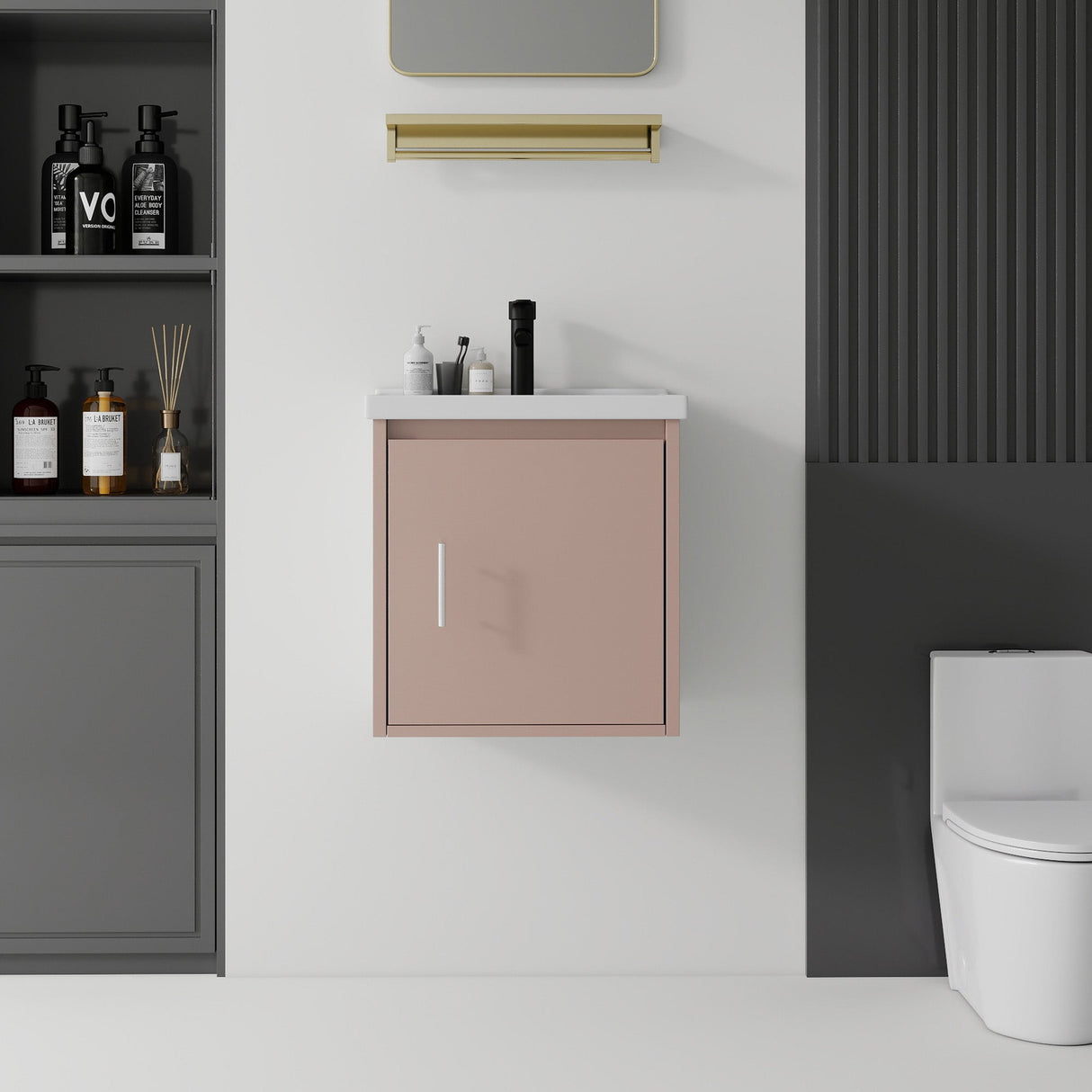 20 Inch Floating Bathroom Vanity with Sink, Soft-Close Door, Ceramic Sink, Plywood