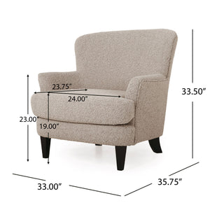 Melodique Boucle Fabric Upholstered Club Chair With Tapered Legs