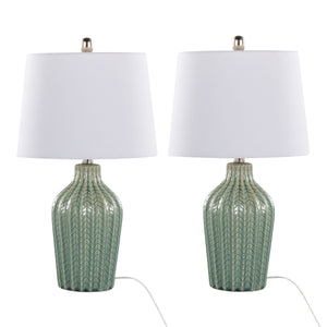 Rockwell 23" Contemporary Ceramic Table Lamps in Sage - Set of 2