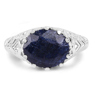 5.94 Carat Dyed Sapphire .925 Sterling Silver Ring