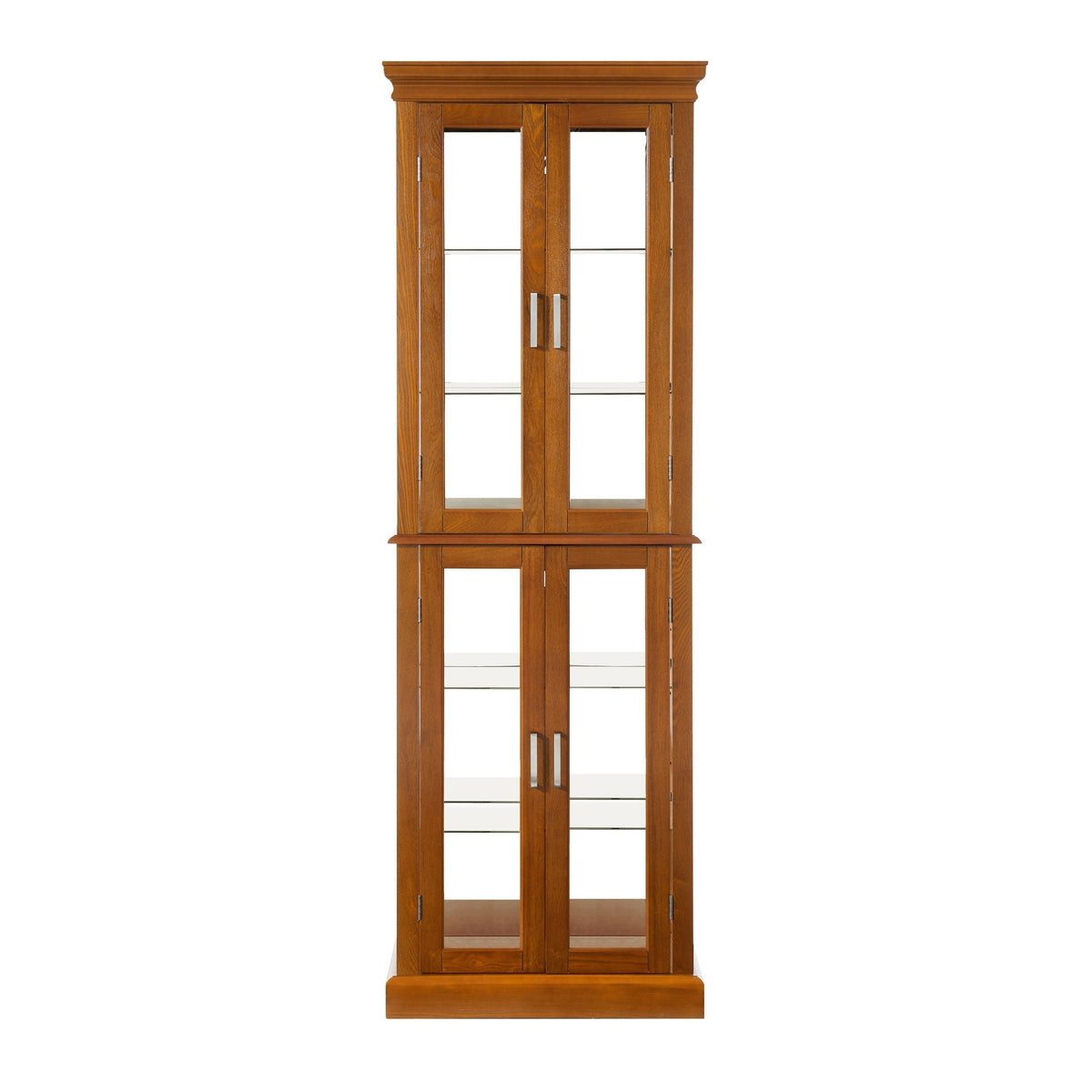 Curio Cabinet Lighted Curio Diapaly Cabinet With Adjustable Shelves And Mirrored Back Panel, Tempered Glass Doors (6 Tier), (E26 Light Bulb Not Included)