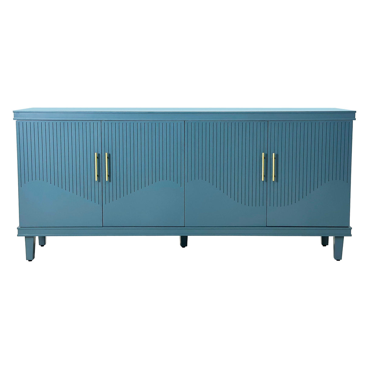 4 Door Cabinet, Large Storage For Living Room - Blue