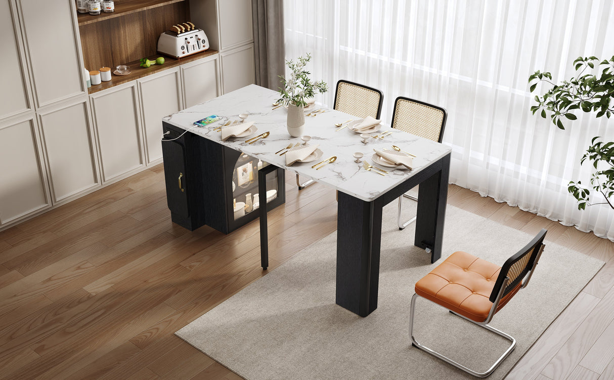 TREXM Extendable Dining Table with 3 Removable Leaves