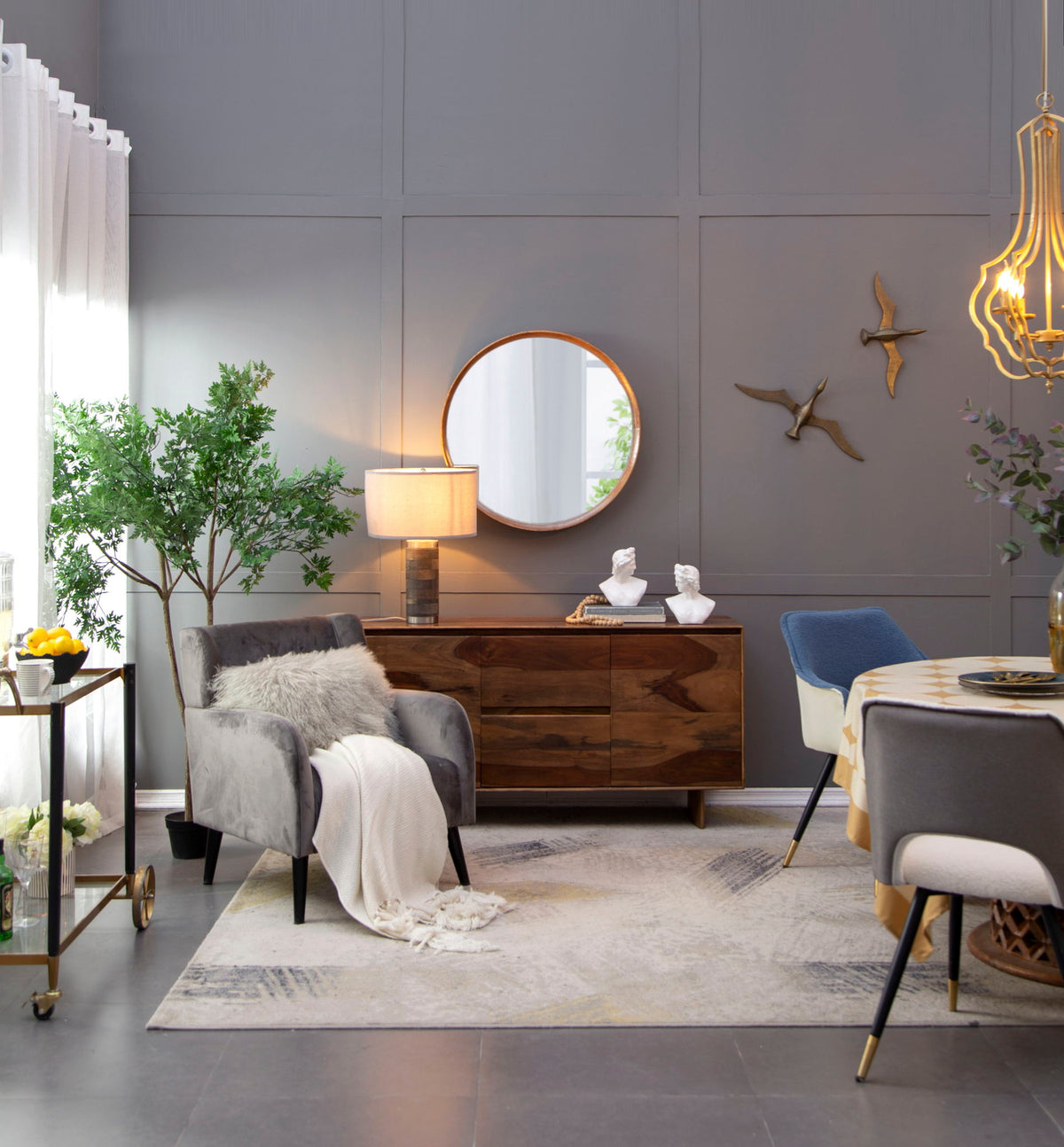 Round Wood Mirror, Wall Mounted Mirror Home Decor For Bathroom Living Room