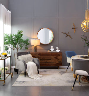 Round Wood Mirror, Wall Mounted Mirror Home Decor For Bathroom Living Room