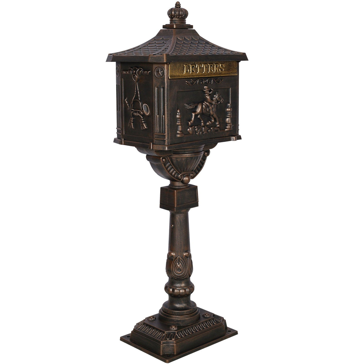Cast Aluminum Mailbox with Durable Construction – Dark Brown, Black, or White