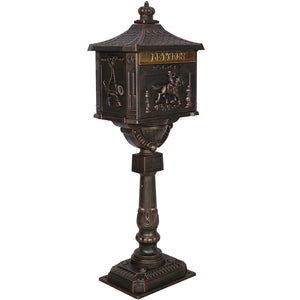 Cast Aluminum Mailbox with Durable Construction – Dark Brown, Black, or White