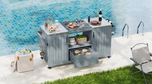 K&K 66.5" Outdoor Kitchen Island for Big Green Egg Grills