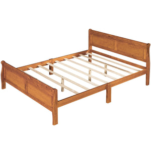 Platform Bed Frame Mattress Foundation Sleigh Bed With Headboard / Footboard / Wood Slat Suppor