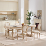 French Country Dining Chairs Set of 2 with Upholstered Round Back