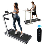 2 in 1 Under Desk Treadmill, 2.5HP Folding Electric Treadmill Walking Jogging Machine, White