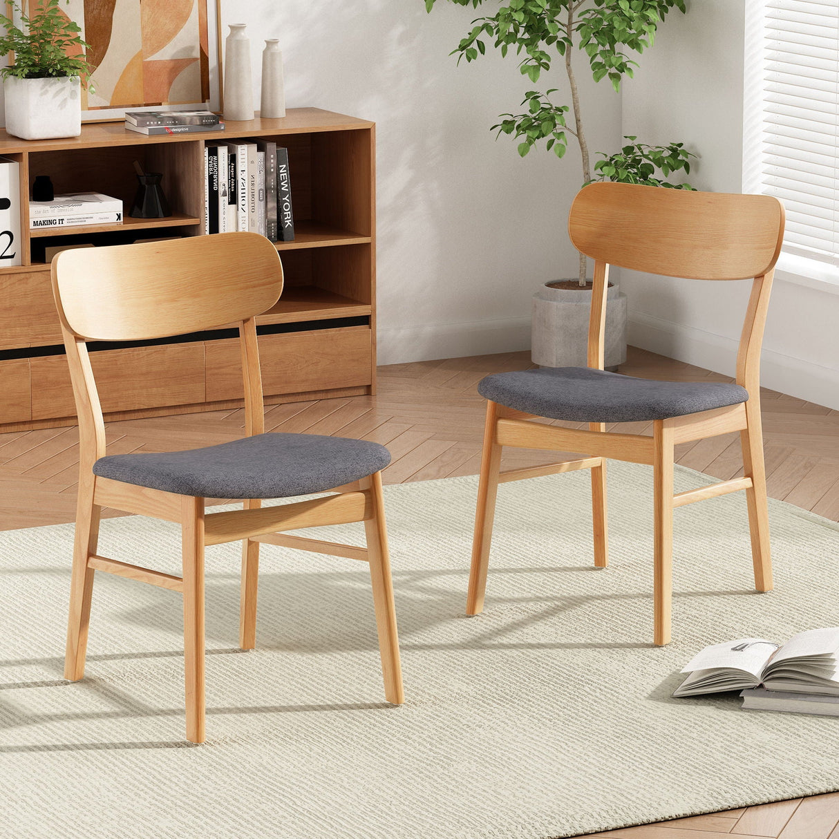 Brilliantine Dining Chair With Cushion and Wood Frame (Set of 2)